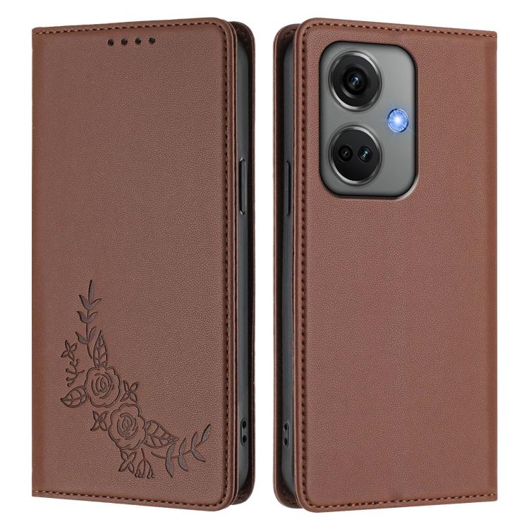 For OPPO K11 Peony Embossed Magnetic RFID Vegan Leather Phone Case