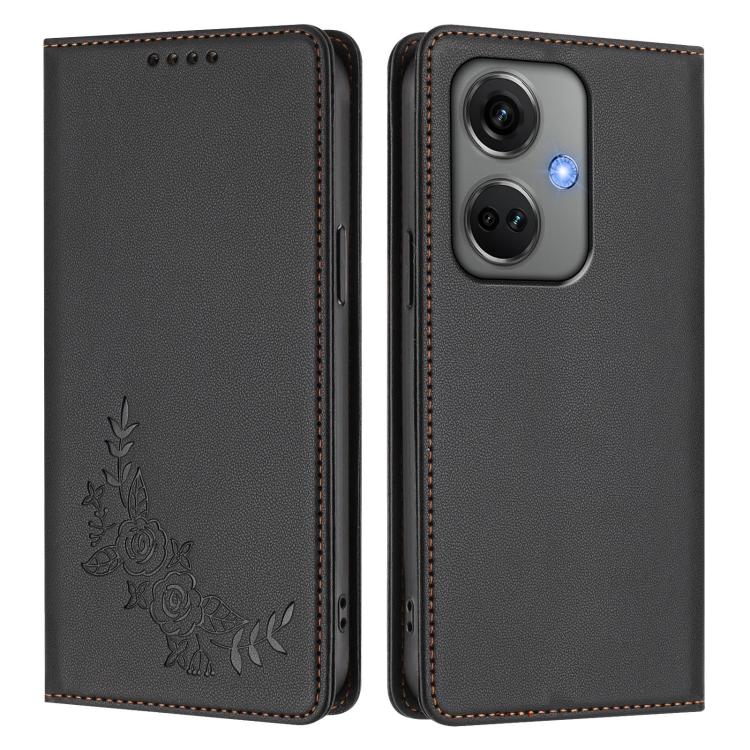 For OPPO K11 Peony Embossed Magnetic RFID Vegan Leather Phone Case