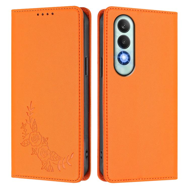 For OPPO K12 / K12 Plus Peony Embossed Magnetic RFID Vegan Leather Phone Case
