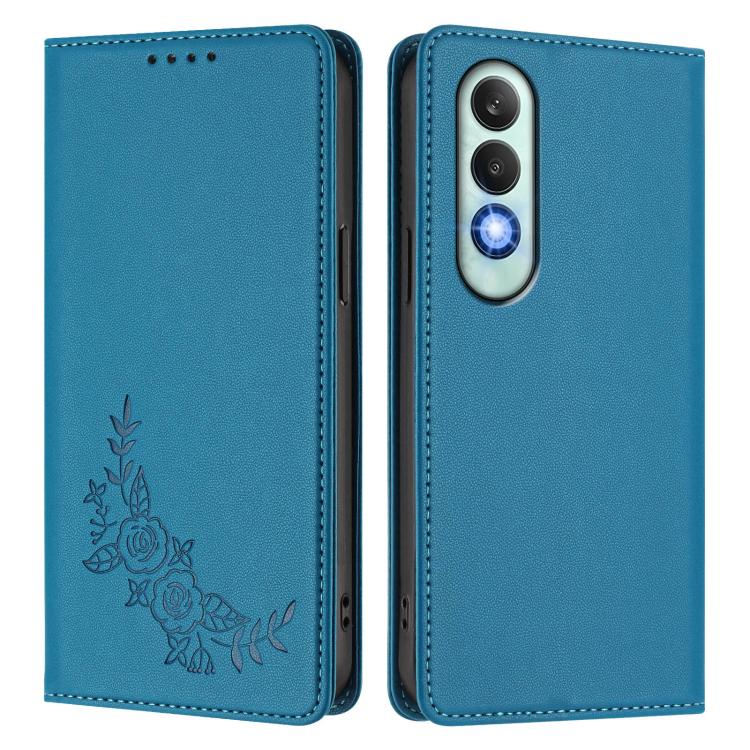 For OPPO K12 / K12 Plus Peony Embossed Magnetic RFID Vegan Leather Phone Case
