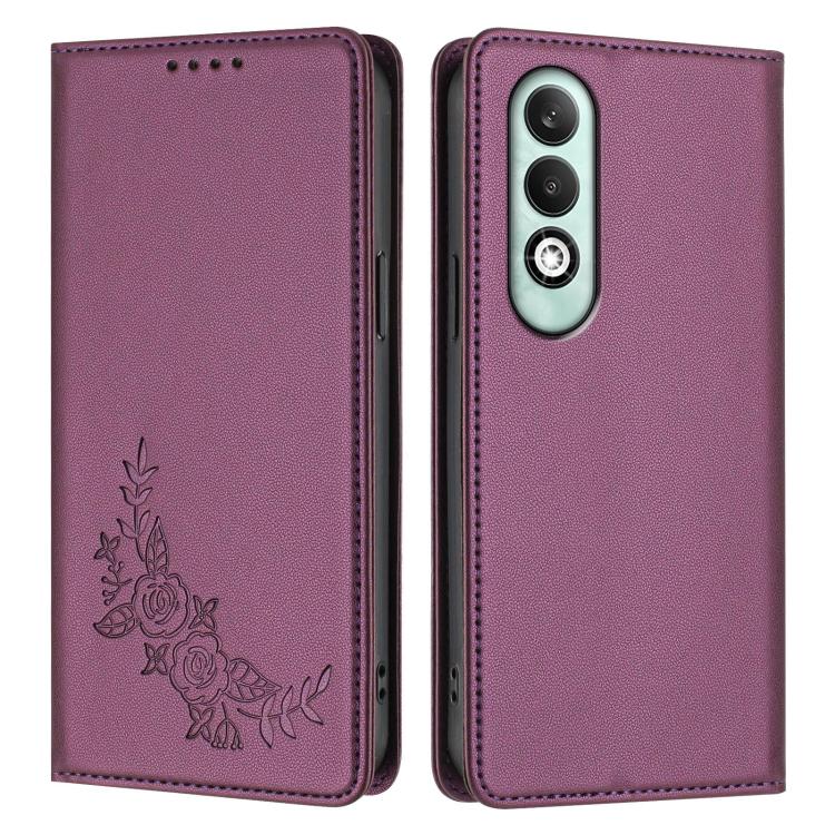 For OPPO K12x Global Peony Embossed Magnetic RFID Vegan Leather Phone Case