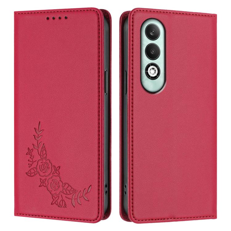 For OPPO K12x Global Peony Embossed Magnetic RFID Vegan Leather Phone Case