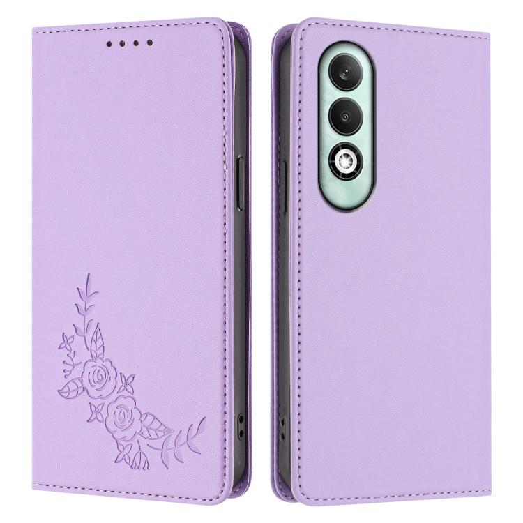 For OPPO K12x Global Peony Embossed Magnetic RFID Vegan Leather Phone Case