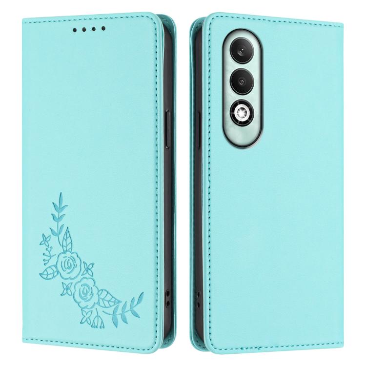 For OPPO K12x Global Peony Embossed Magnetic RFID Vegan Leather Phone Case