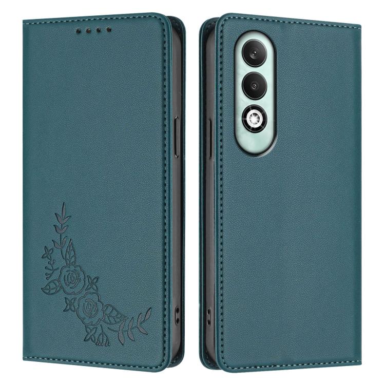 For OPPO K12x Global Peony Embossed Magnetic RFID Vegan Leather Phone Case