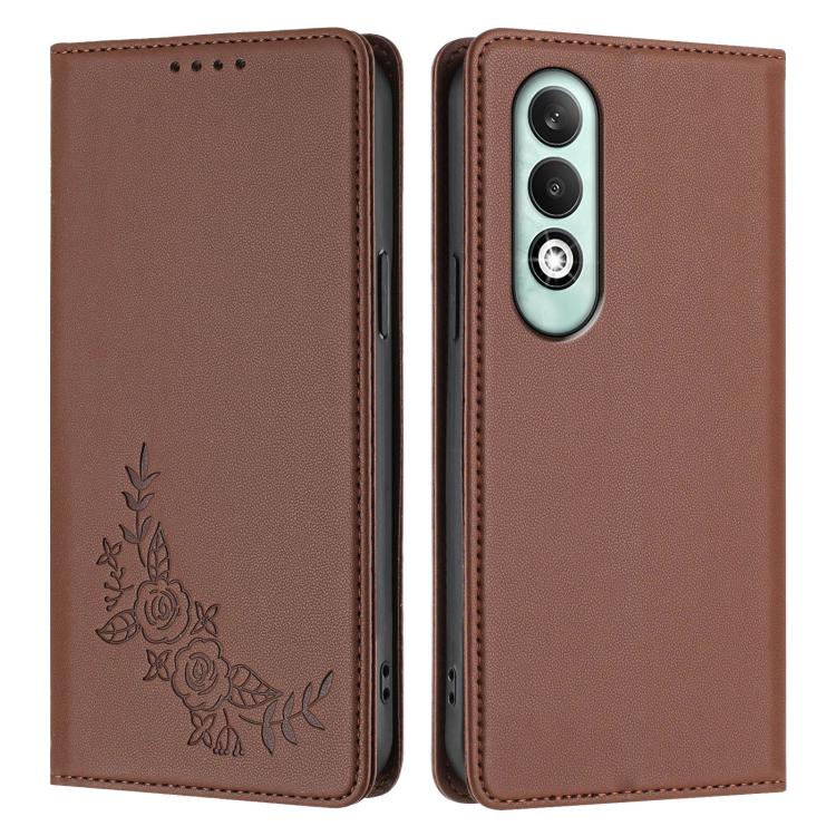 For OPPO K12x Global Peony Embossed Magnetic RFID Vegan Leather Phone Case