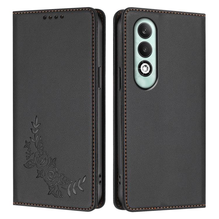 For OPPO K12x Global Peony Embossed Magnetic RFID Vegan Leather Phone Case