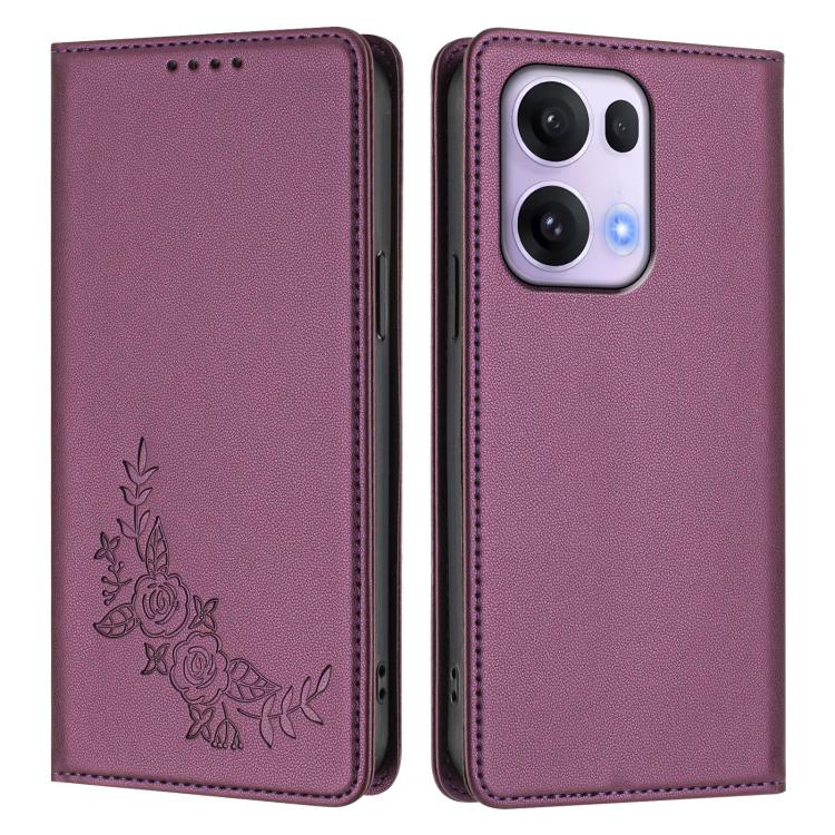For OPPO Reno13 Pro Global Peony Embossed Magnetic RFID Vegan Leather Phone Case