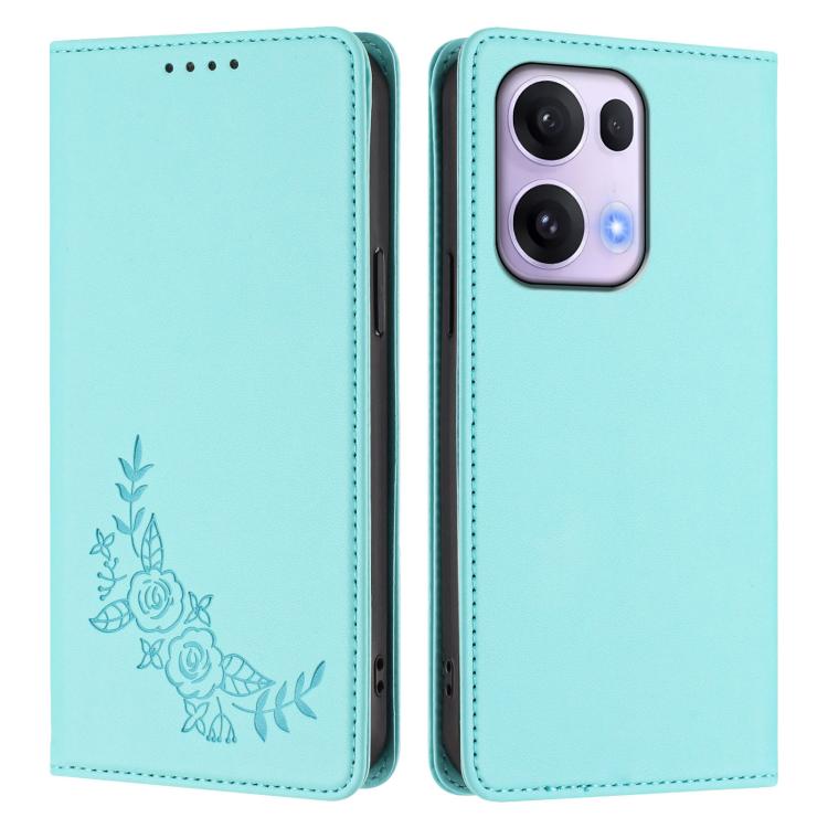 For OPPO Reno13 Pro Global Peony Embossed Magnetic RFID Vegan Leather Phone Case