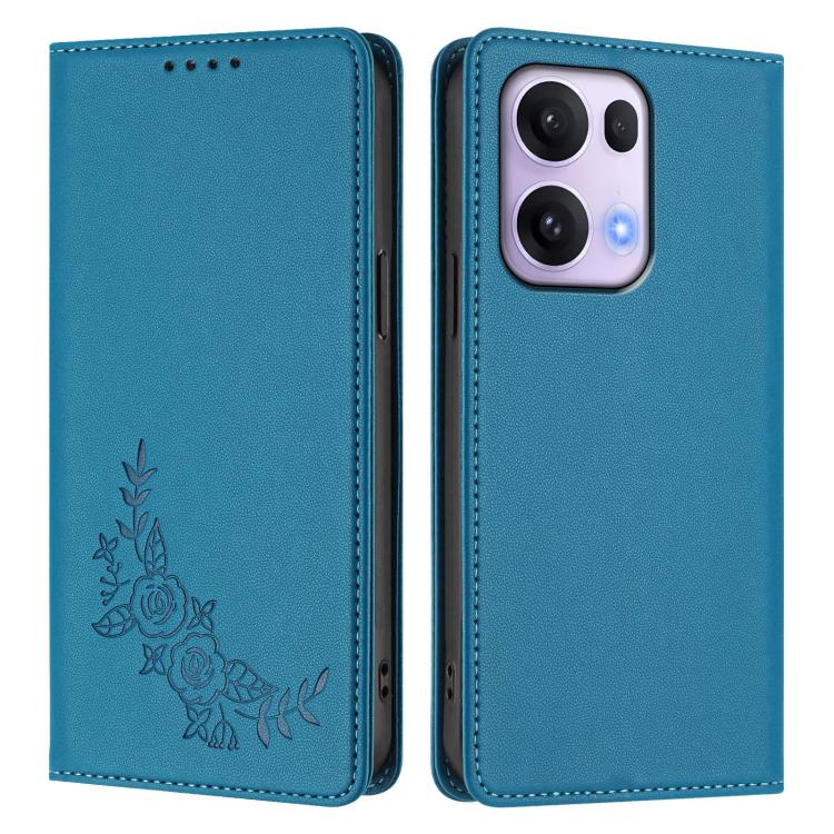For OPPO Reno13 Pro Global Peony Embossed Magnetic RFID Vegan Leather Phone Case