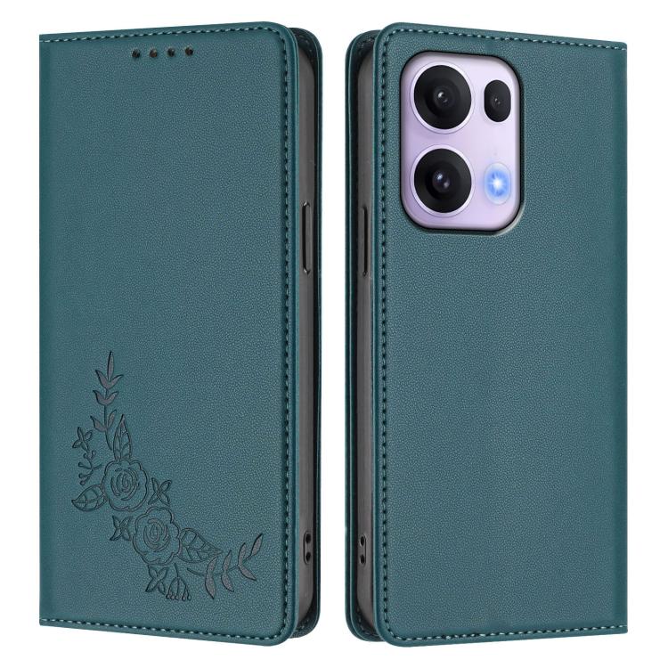 For OPPO Reno13 Pro Global Peony Embossed Magnetic RFID Vegan Leather Phone Case