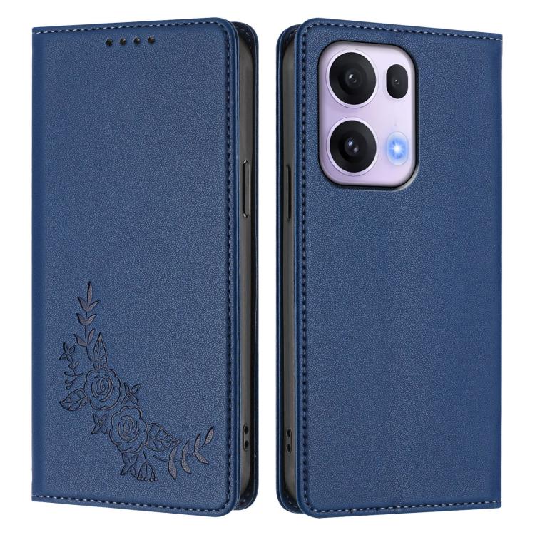 For OPPO Reno13 Pro Global Peony Embossed Magnetic RFID Vegan Leather Phone Case