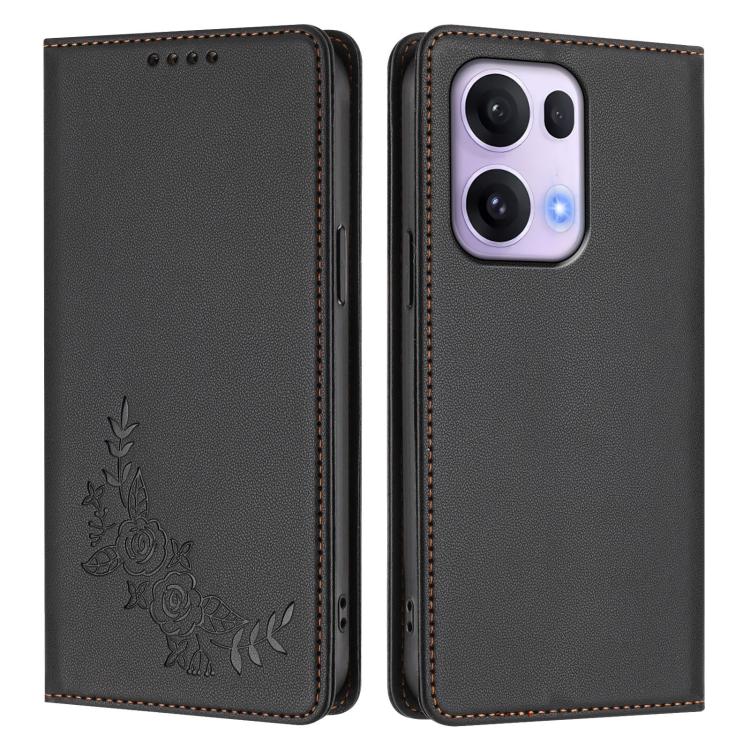 For OPPO Reno13 Pro Global Peony Embossed Magnetic RFID Vegan Leather Phone Case