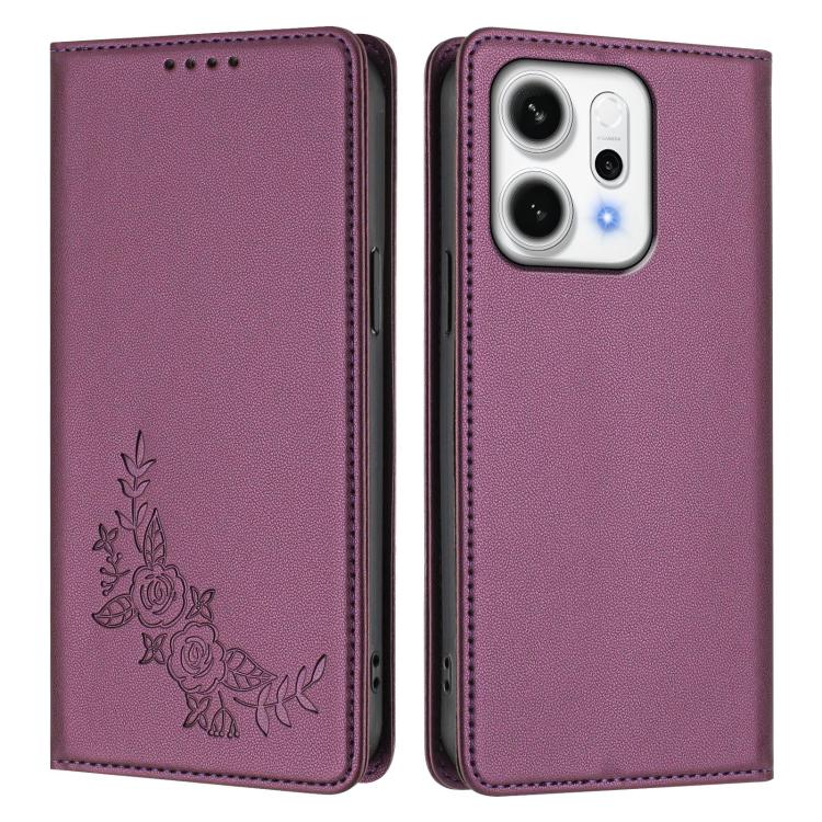 For OPPO Reno14 Pro Global Peony Embossed Magnetic RFID Vegan Leather Phone Case