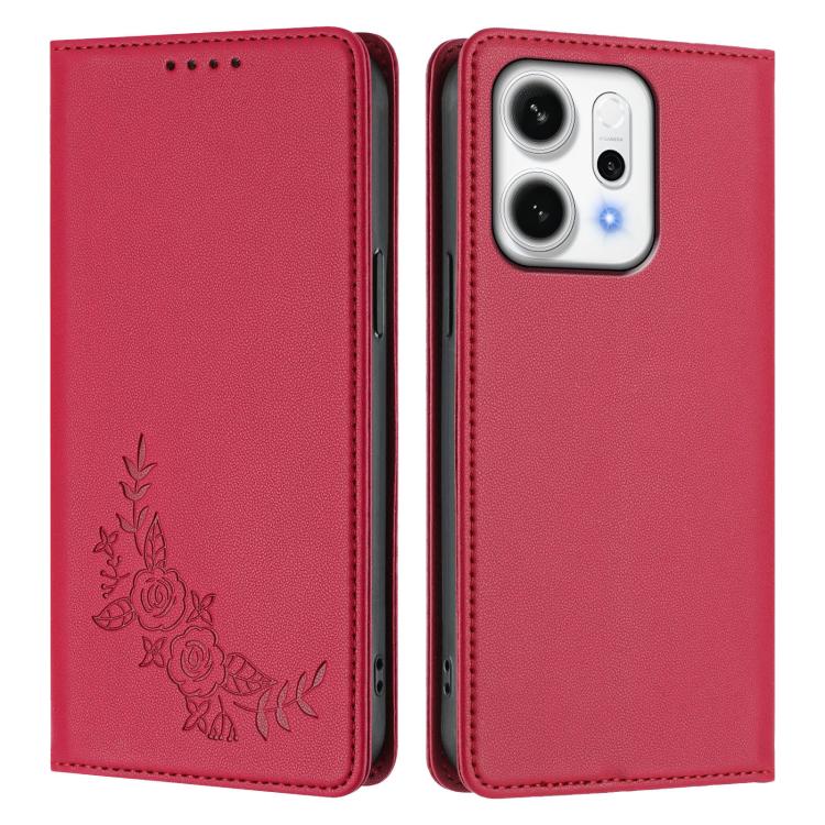 For OPPO Reno14 Pro Global Peony Embossed Magnetic RFID Vegan Leather Phone Case