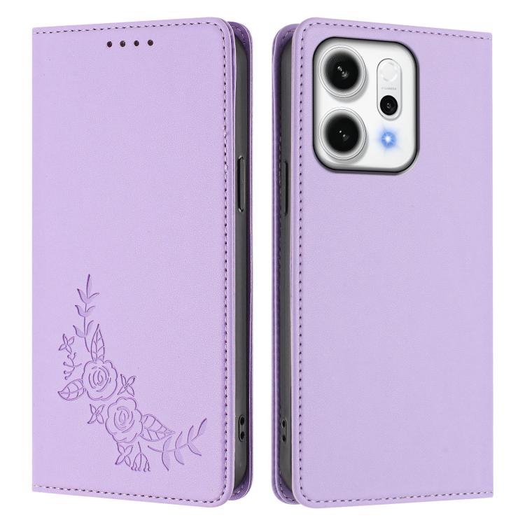 For OPPO Reno14 Pro Global Peony Embossed Magnetic RFID Vegan Leather Phone Case