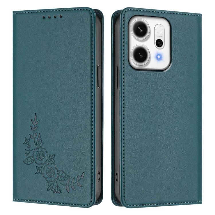 For OPPO Reno14 Pro Global Peony Embossed Magnetic RFID Vegan Leather Phone Case