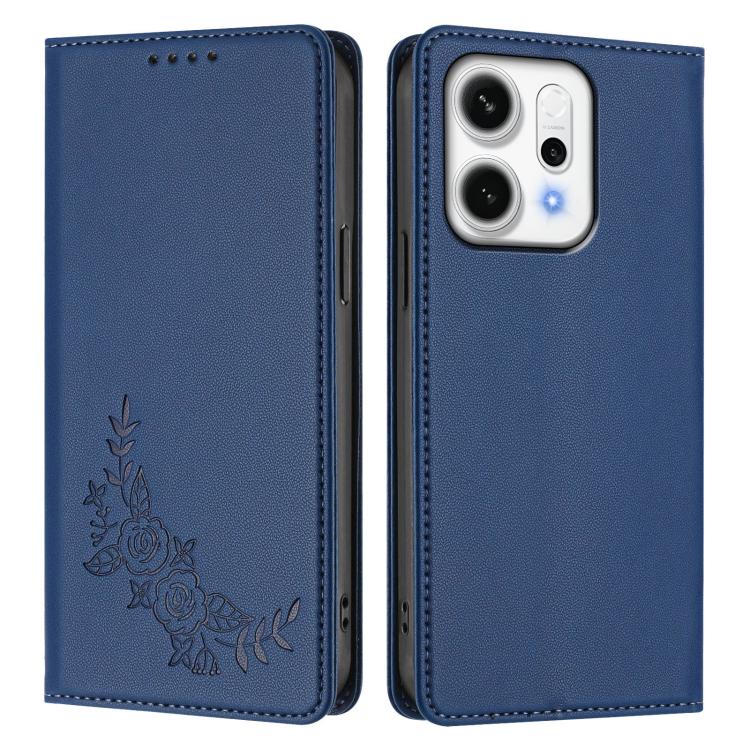For OPPO Reno14 Pro Global Peony Embossed Magnetic RFID Vegan Leather Phone Case