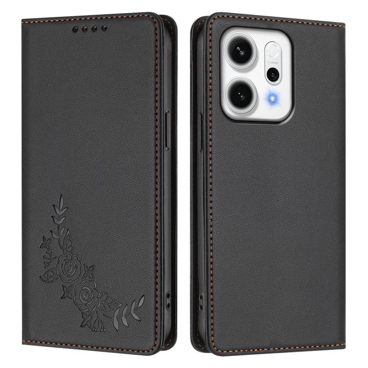 For OPPO Reno14 Pro Global Peony Embossed Magnetic RFID Vegan Leather Phone Case