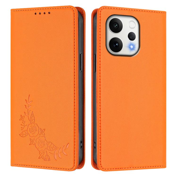 For OPPO Reno15 5G Global / Reno 15c Peony Embossed Magnetic RFID Vegan Leather Phone Case