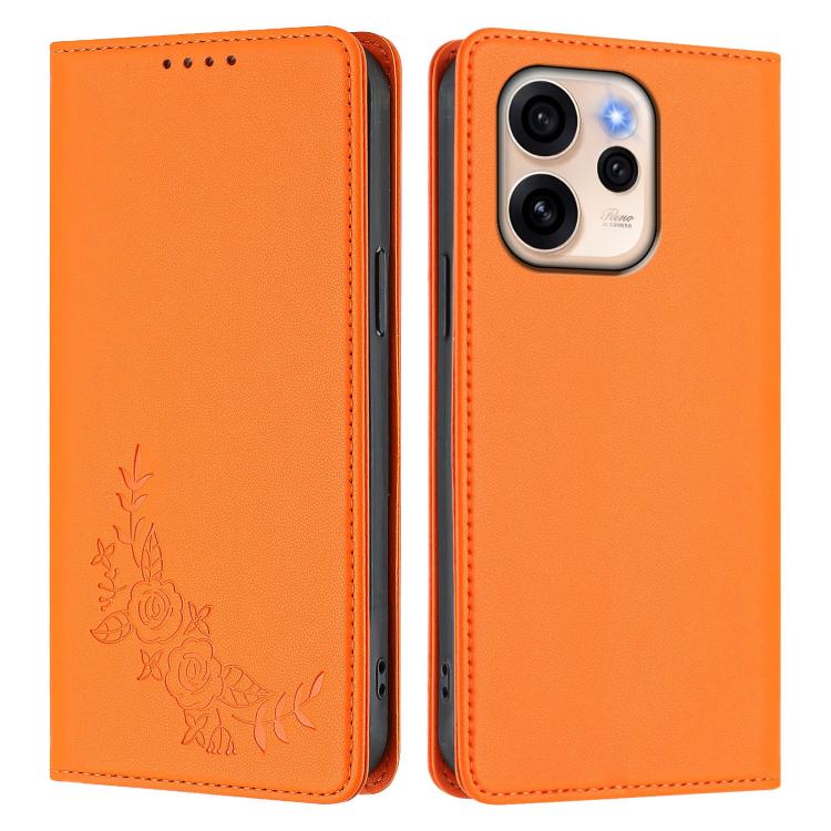 For OPPO Reno15 F 5G Peony Embossed Magnetic RFID Vegan Leather Phone Case