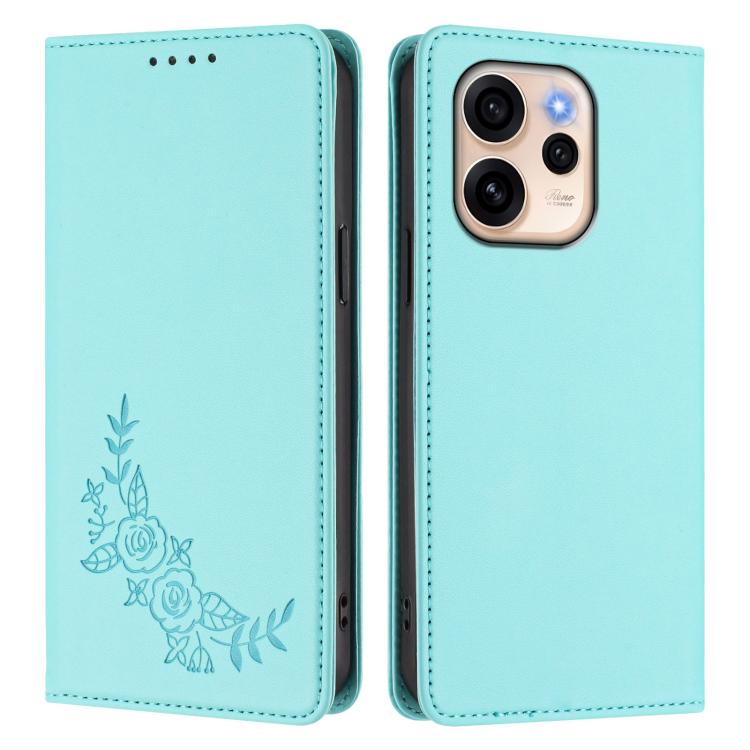 For OPPO Reno15 F 5G Peony Embossed Magnetic RFID Vegan Leather Phone Case