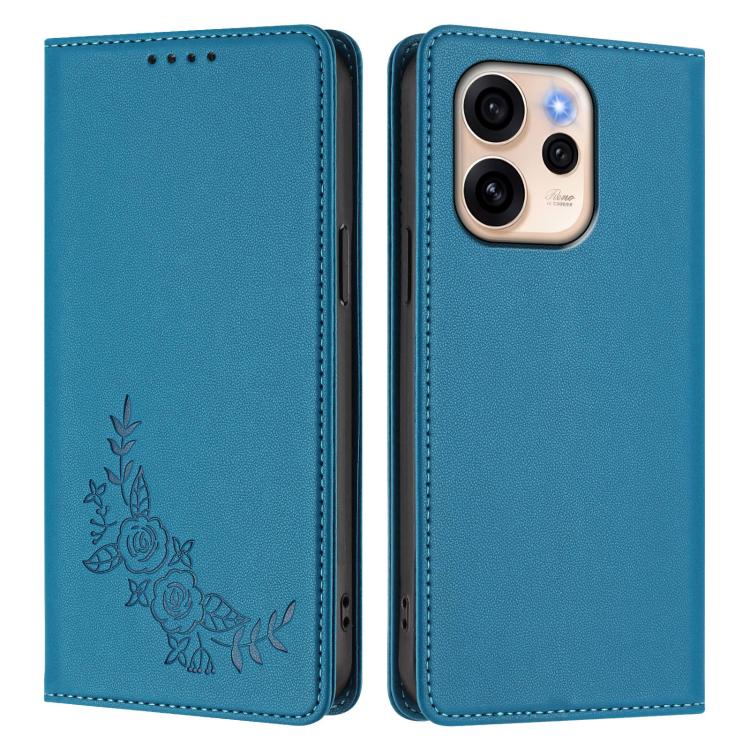 For OPPO Reno15 F 5G Peony Embossed Magnetic RFID Vegan Leather Phone Case