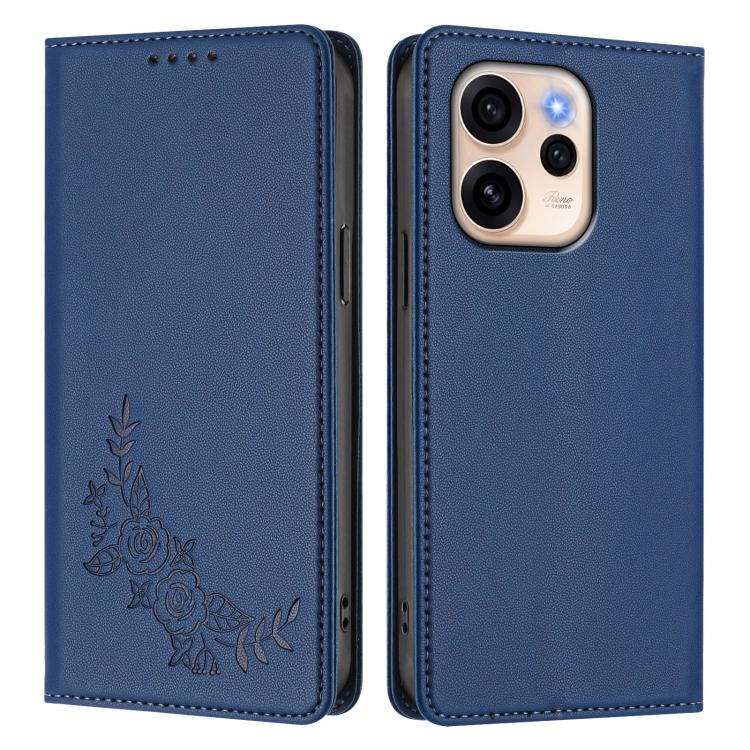 For OPPO Reno15 F 5G Peony Embossed Magnetic RFID Vegan Leather Phone Case