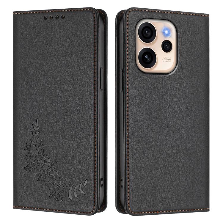For OPPO Reno15 F 5G Peony Embossed Magnetic RFID Vegan Leather Phone Case