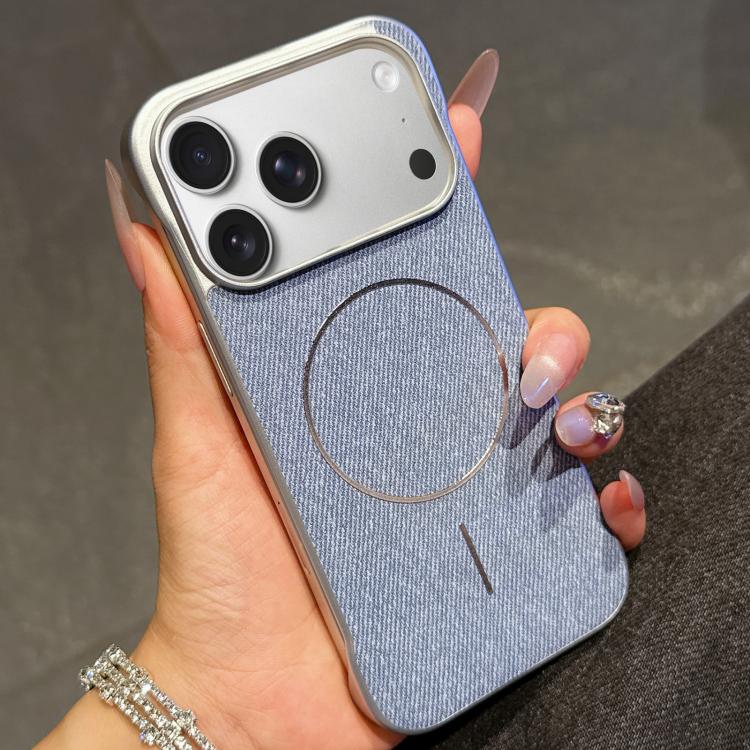 For iPhone 17 Pro Retro Linen Fabric Magnetic Half Coverage Phone Case