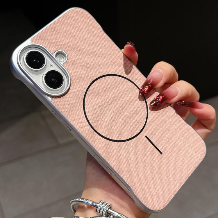 For iPhone 17 Retro Linen Fabric Magnetic Half Coverage Phone Case