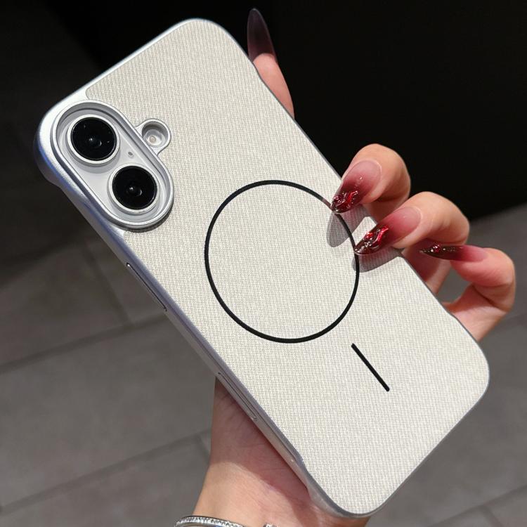 For iPhone 17 Retro Linen Fabric Magnetic Half Coverage Phone Case