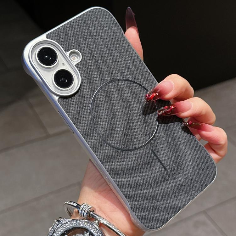 For iPhone 17 Retro Linen Fabric Magnetic Half Coverage Phone Case
