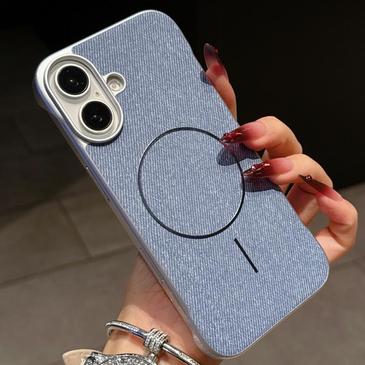 For iPhone 17 Retro Linen Fabric Magnetic Half Coverage Phone Case