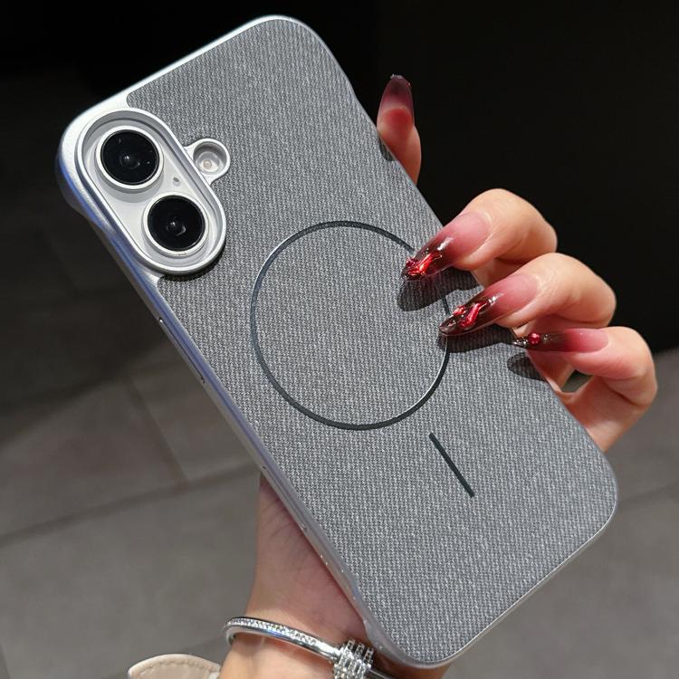 For iPhone 17 Retro Linen Fabric Magnetic Half Coverage Phone Case