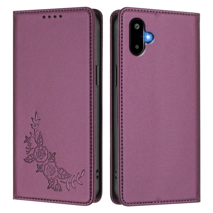 For Samsung Galaxy M06 5G / F06 5G Peony Embossed Magnetic RFID Vegan Leather Phone Case