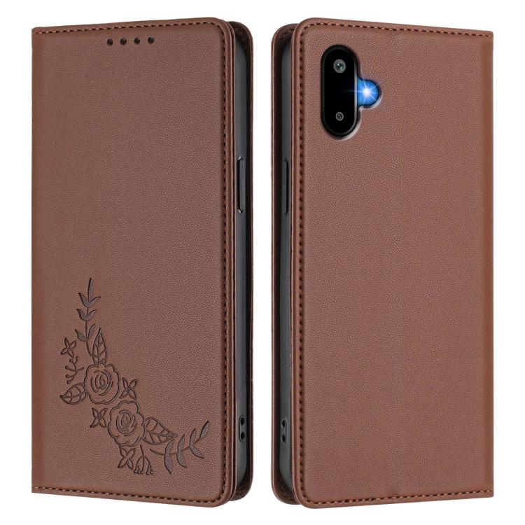 For Samsung Galaxy M06 5G / F06 5G Peony Embossed Magnetic RFID Vegan Leather Phone Case
