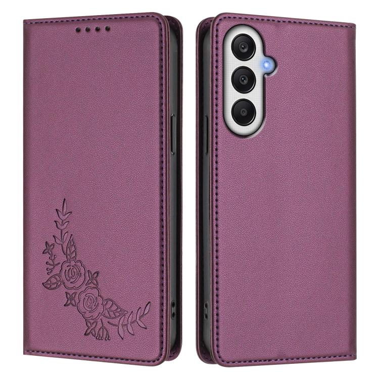 For Galaxy A05s / F14 4G Peony Embossed Magnetic RFID Vegan Leather Phone Case