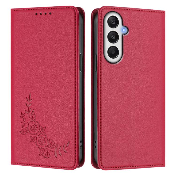 For Galaxy A05s / F14 4G Peony Embossed Magnetic RFID Vegan Leather Phone Case