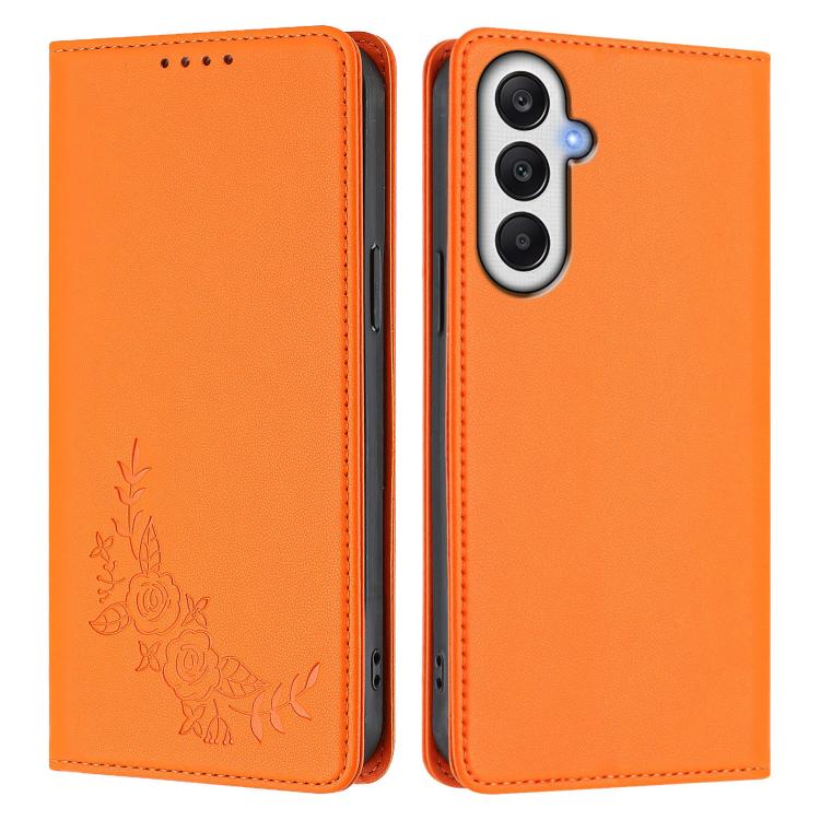 For Galaxy A05s / F14 4G Peony Embossed Magnetic RFID Vegan Leather Phone Case