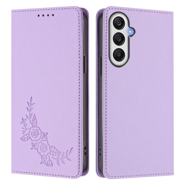 For Galaxy A05s / F14 4G Peony Embossed Magnetic RFID Vegan Leather Phone Case
