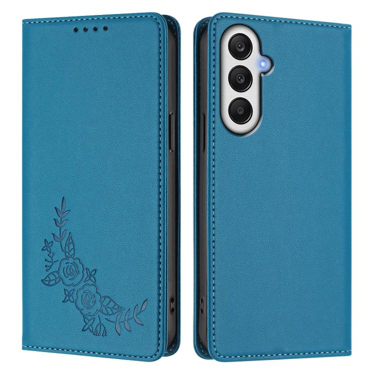 For Galaxy A05s / F14 4G Peony Embossed Magnetic RFID Vegan Leather Phone Case