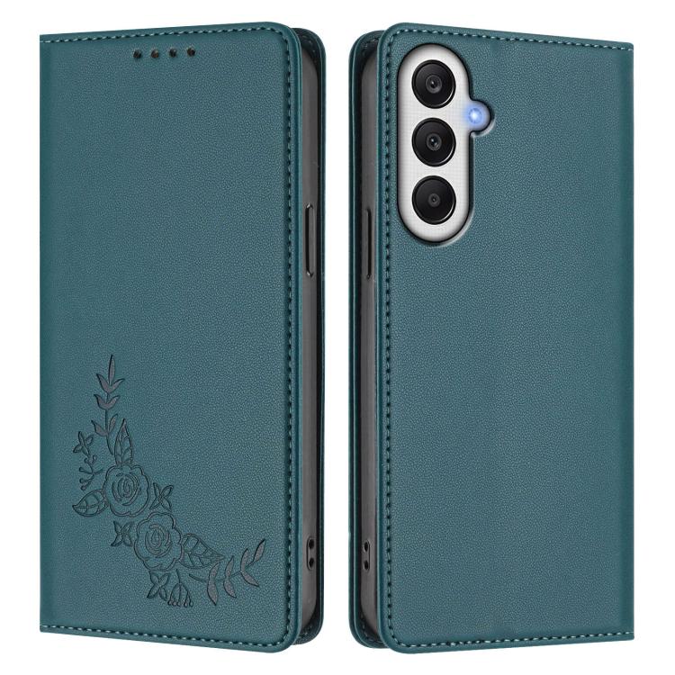 For Galaxy A05s / F14 4G Peony Embossed Magnetic RFID Vegan Leather Phone Case