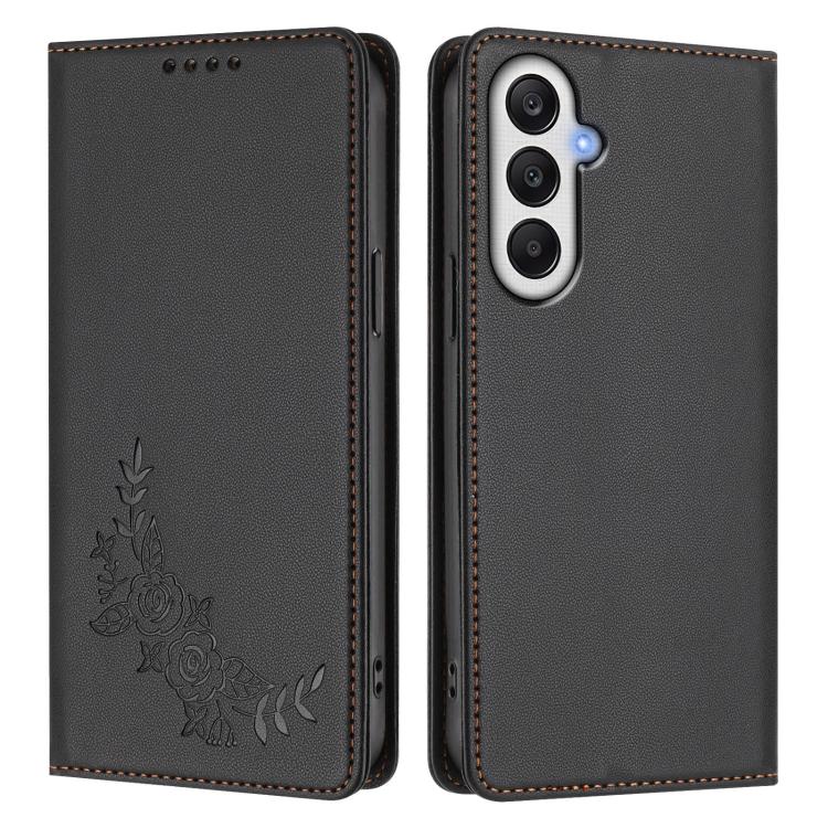 For Galaxy A05s / F14 4G Peony Embossed Magnetic RFID Vegan Leather Phone Case