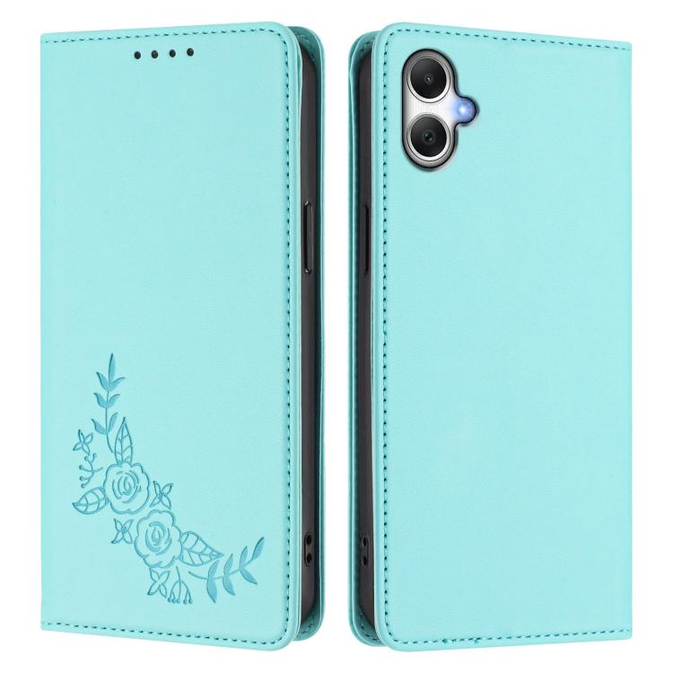 For Galaxy A06 / A07 Peony Embossed Magnetic RFID Vegan Leather Phone Case