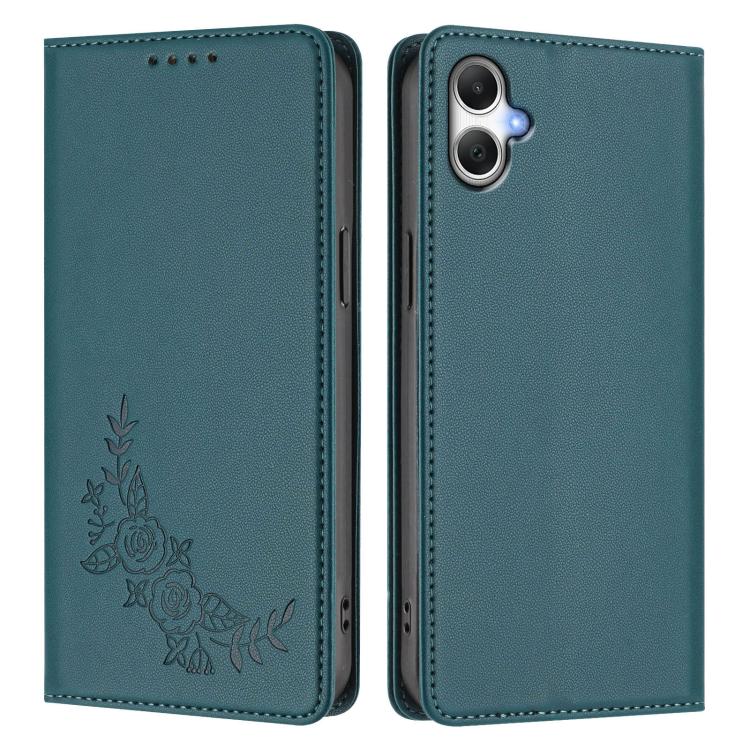 For Galaxy A06 / A07 Peony Embossed Magnetic RFID Vegan Leather Phone Case