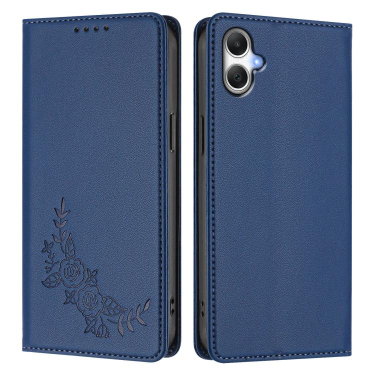 For Galaxy A06 / A07 Peony Embossed Magnetic RFID Vegan Leather Phone Case