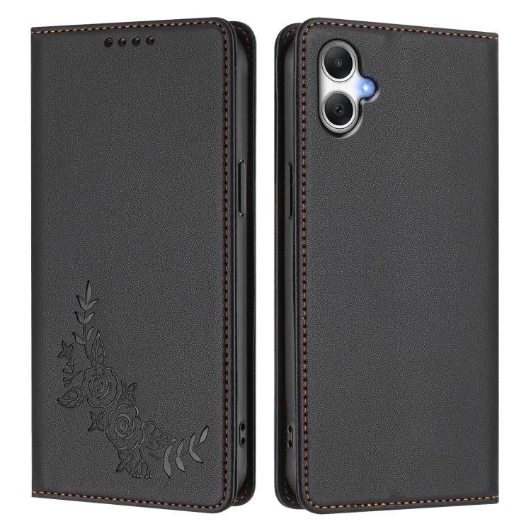 For Galaxy A06 / A07 Peony Embossed Magnetic RFID Vegan Leather Phone Case