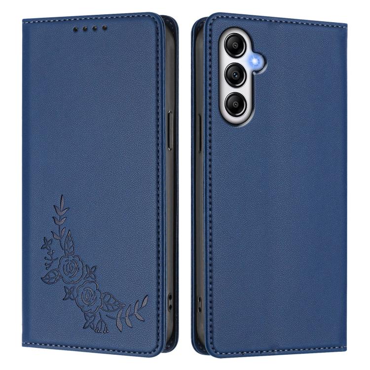 For Galaxy A35 5G Peony Embossed Magnetic RFID Vegan Leather Phone Case