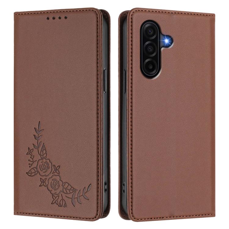 For Galaxy A37 5G Peony Embossed Magnetic RFID Vegan Leather Phone Case